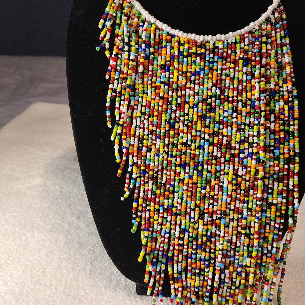 Colorful Beaded Fringe Necklace